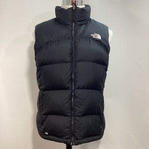 The North Face 700 A0256 Midnight Black Quilted Vest Goose Down Full Zip Size L
